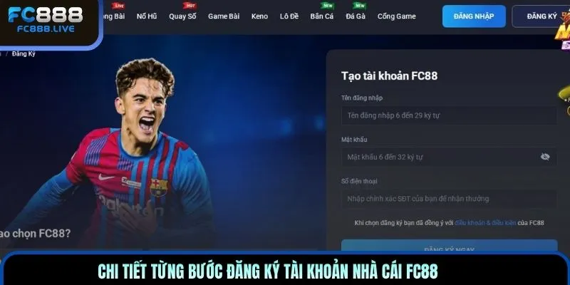 Chi tiết từng bước đăng ký tài khoản nhà cái FC88
