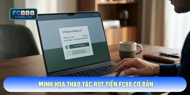 Minh họa thao tác rút tiền FC88 cơ bản
