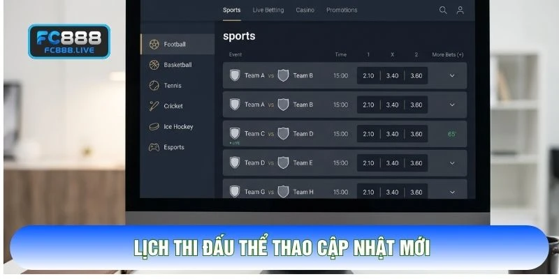 Lịch thi đấu thể thao cập nhật mới